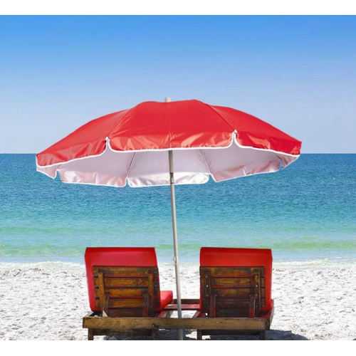 Складной пляжный зонт с телескопической ножкой Umbrella Travel Pro, купол 2 метра Красный (D-2019091170)
